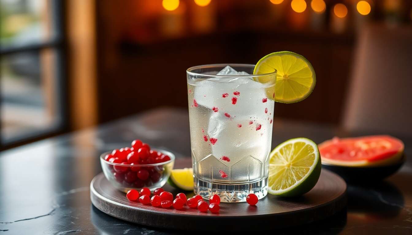 Cocktail Paradisiaque : vodka, grenade et Citron Vert