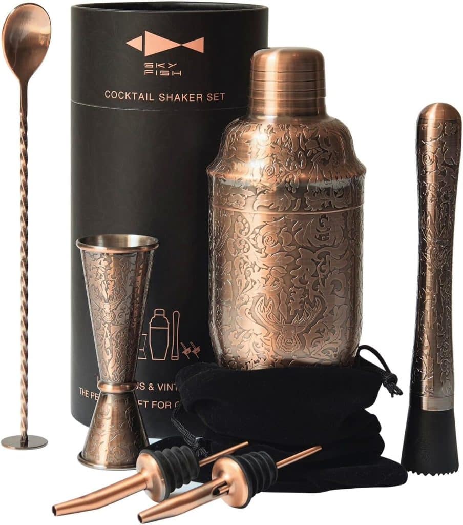 Test du shaker SKY FISH : ensemble de 6 pièces motif 3D cuivre antique