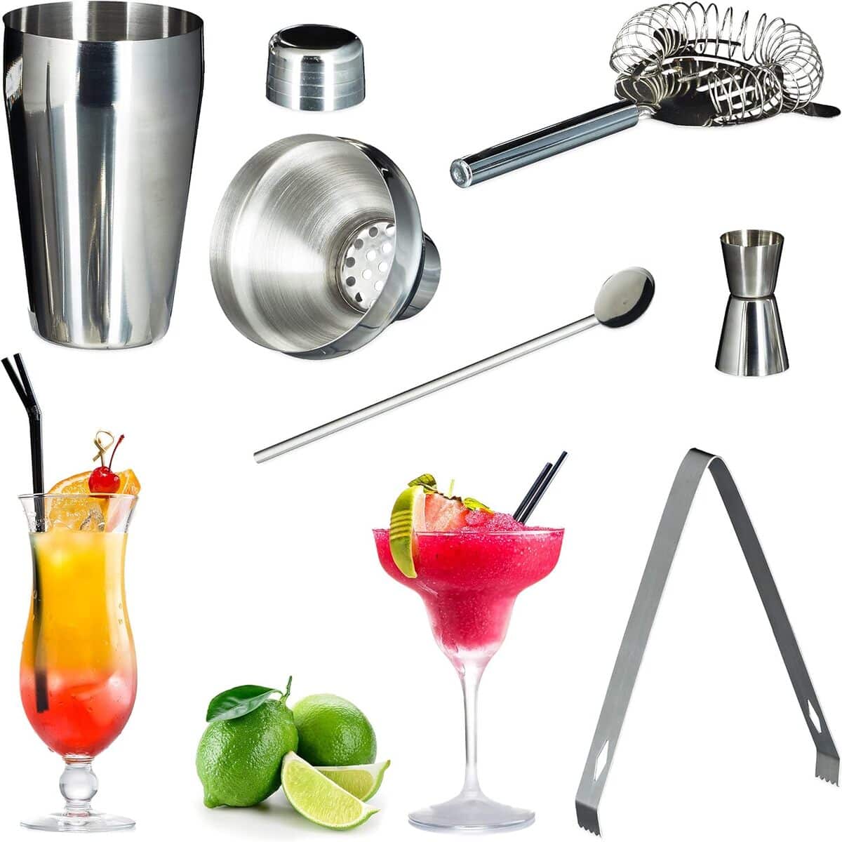 Test : kit cocktail Relaxdays, set 5 pièces inox argenté