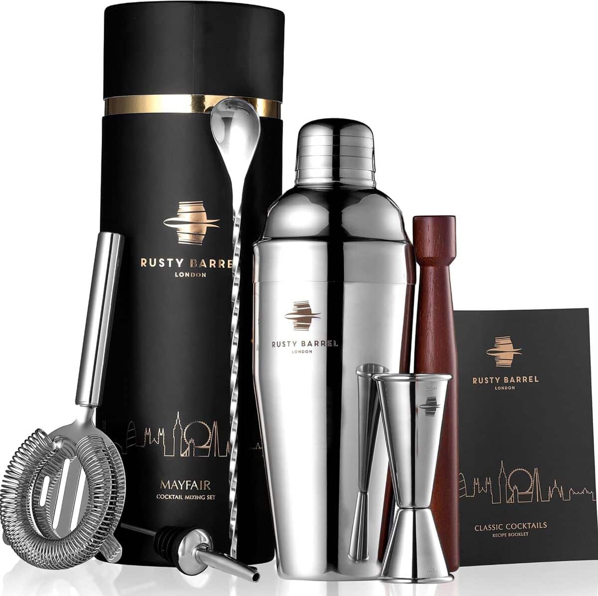Test du coffret à cocktail Mayfair de Rusty Barrel : élégant kit shaker en inox