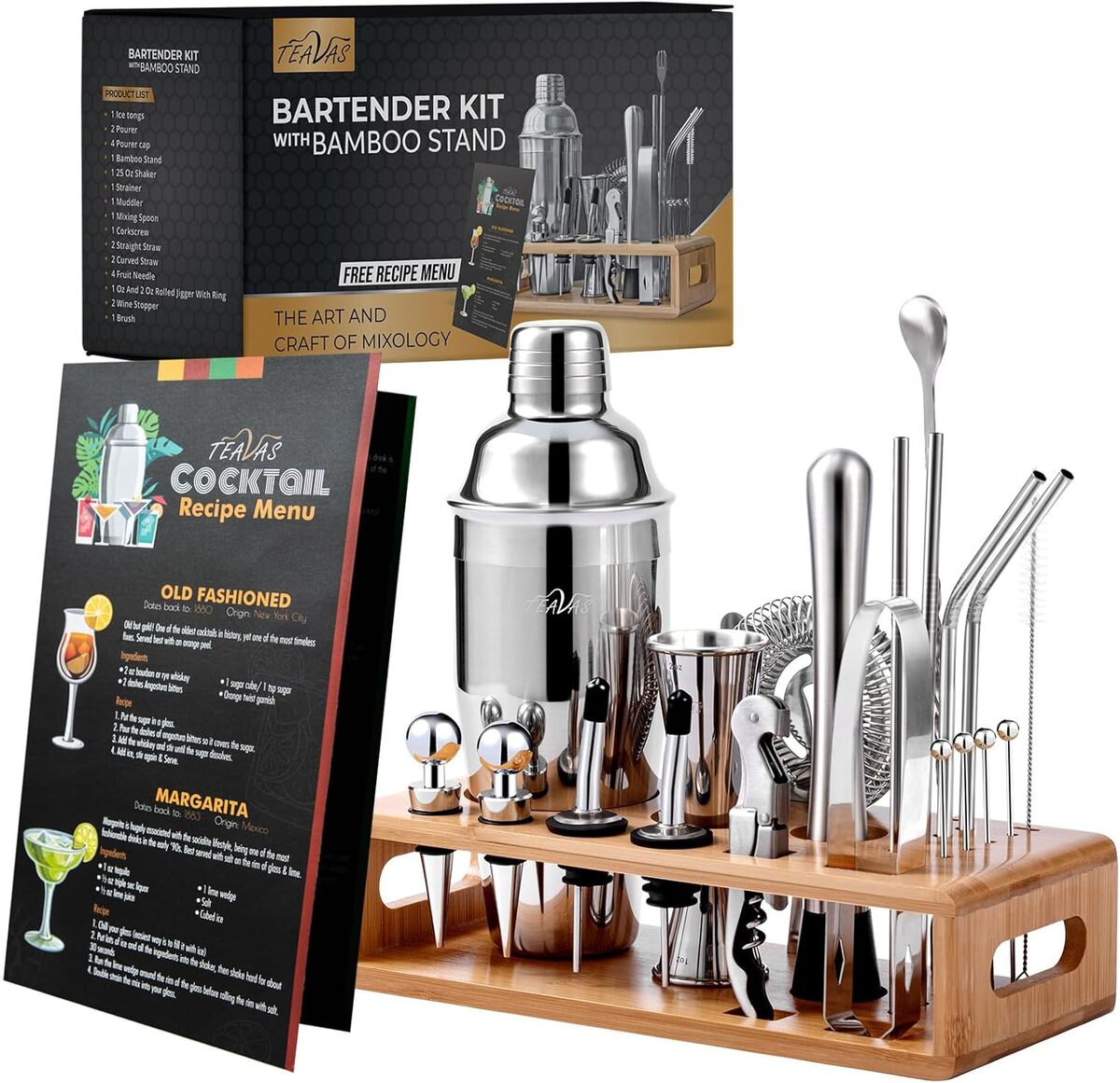 Test : kit de mixologie Teavas 25 pièces avec support en bambou