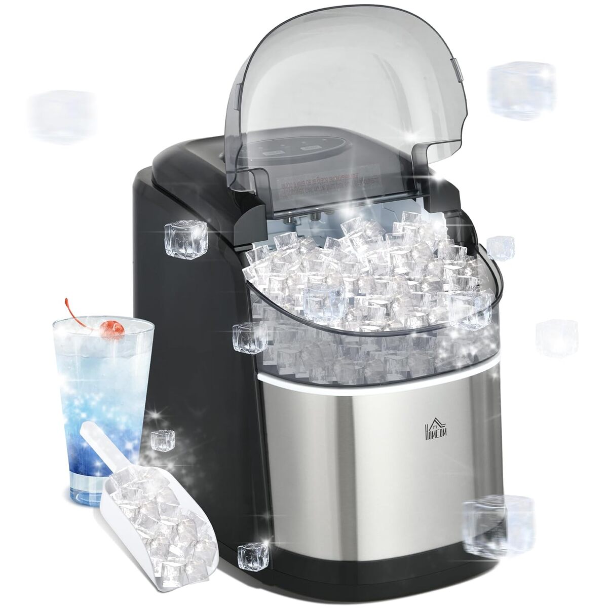 Test : machine à glaçons 12kg/jour HOMCOM, acier inox et fonctionnalités modernes