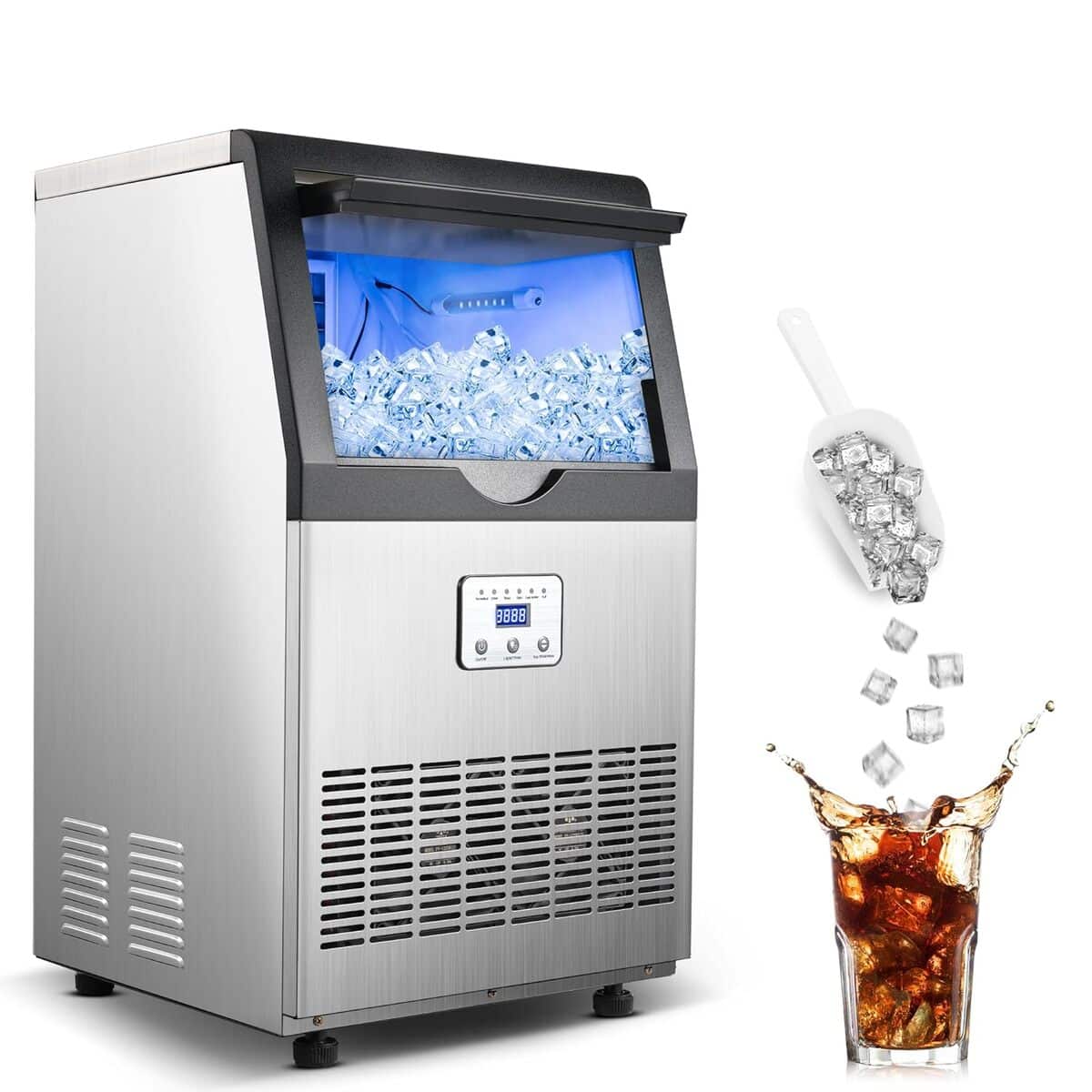 Test : machine à glaçons commerciale 40, 8 kg inoxydable et silencieuse