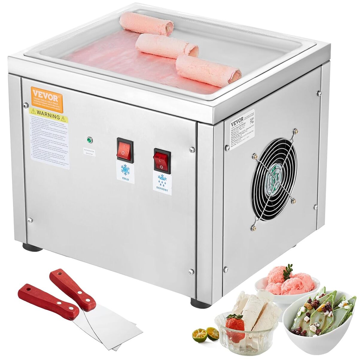 Test : machine à glace roulée VEVOR 28x24x2 cm avec compresseur