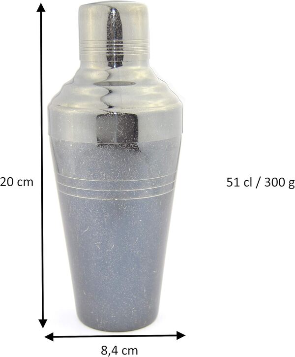 Shaker Cocktail Yukiwa Baron 51cl Argent Ancien Fabriqué au Japon (11 Couleurs Disponibles)