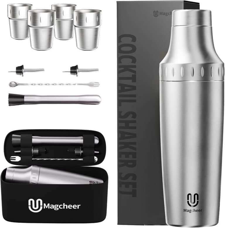 Ensemble de shaker à cocktail en acier inoxydable Boston Shaker Bartender Bar Tool, argent - La cave