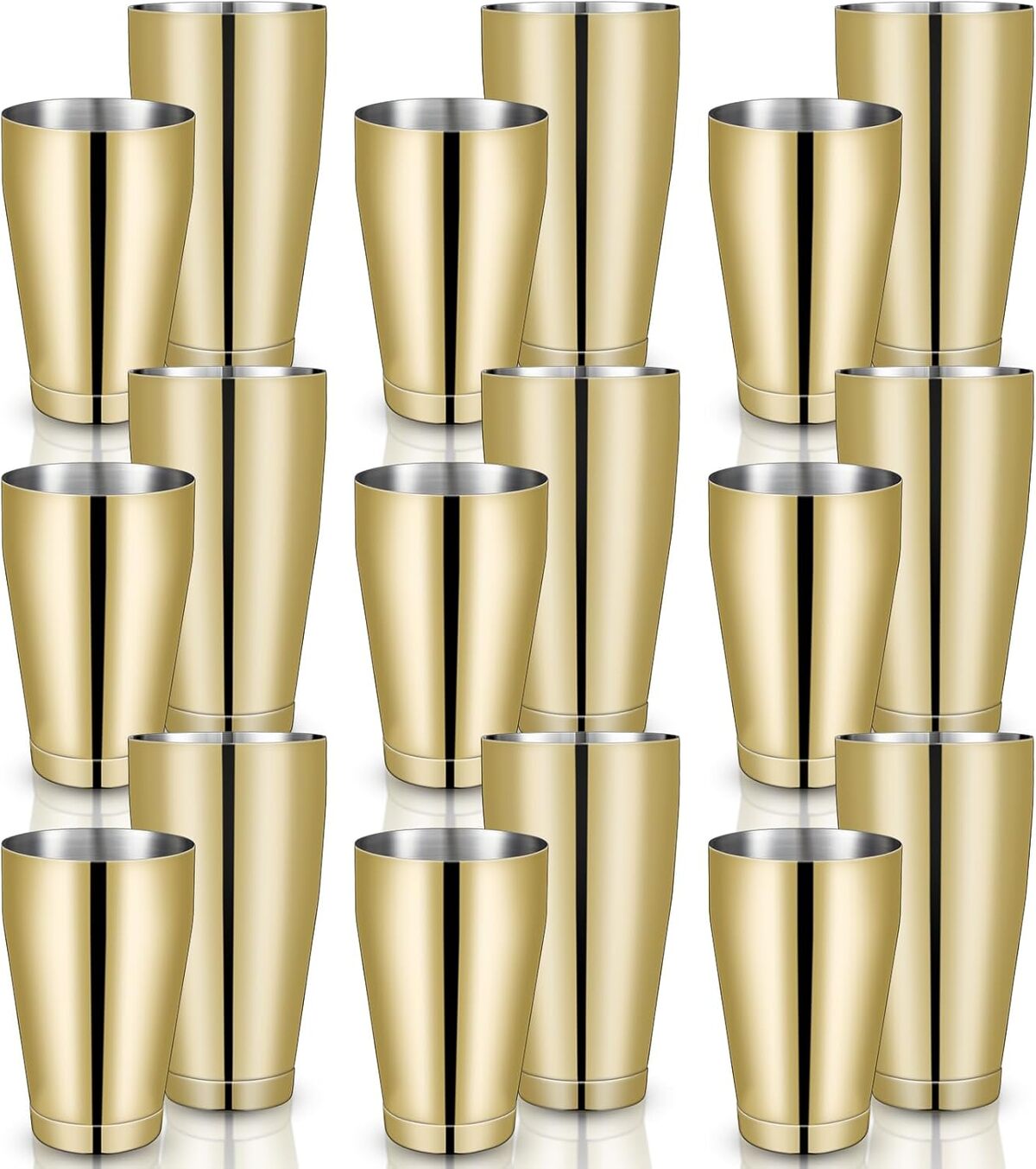 Test du lot de 16 shakers à cocktail professionnels Dandat Boston en acier inoxydable doré