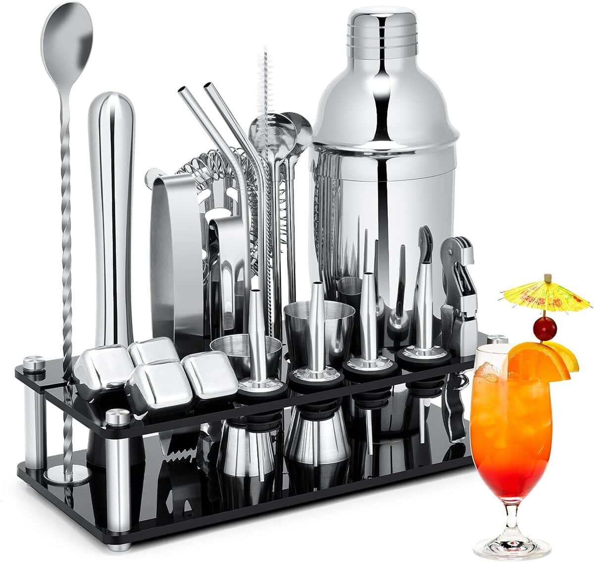 Test : ensemble shaker à cocktail 23 pièces en acier inoxydable