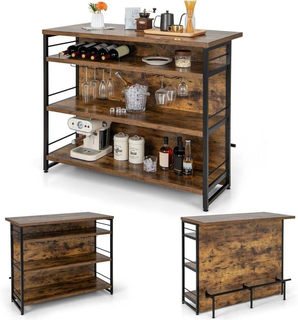 Test : table de bar KOMFOTTEU avec espace de rangement et étagère à vin