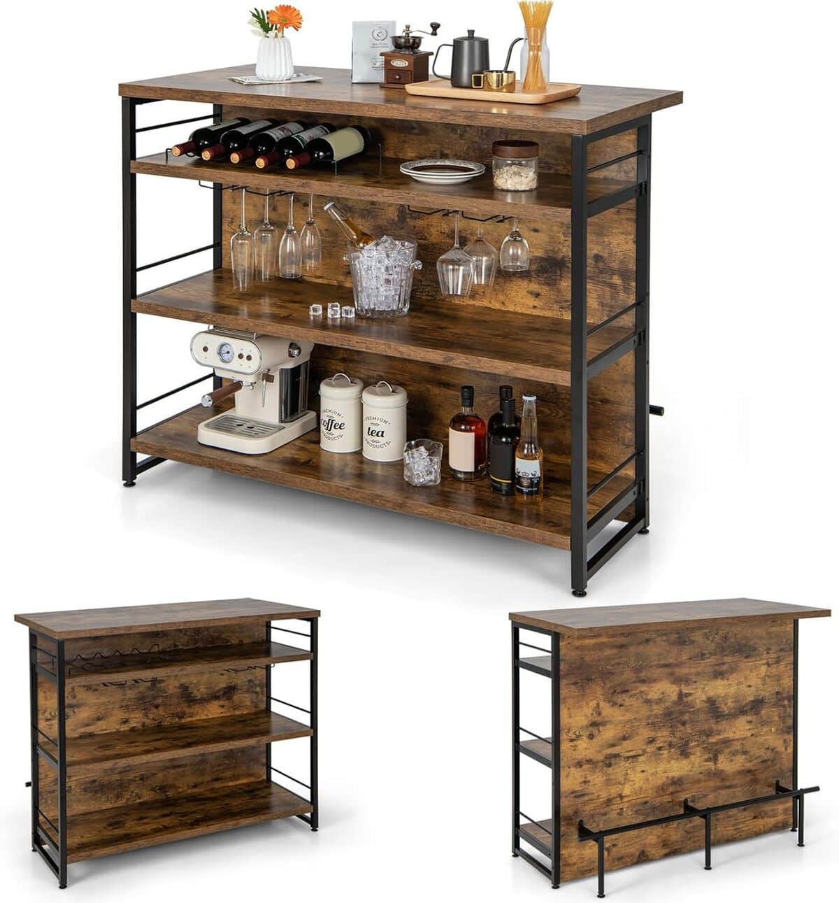 Test : table de bar KOMFOTTEU avec espace de rangement et étagère à vin