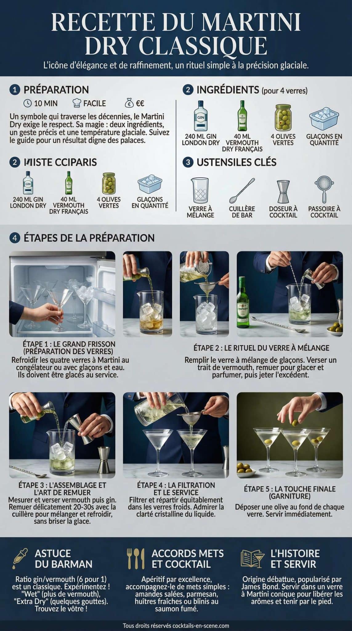 Fiche recette Recette du Martini Dry classique