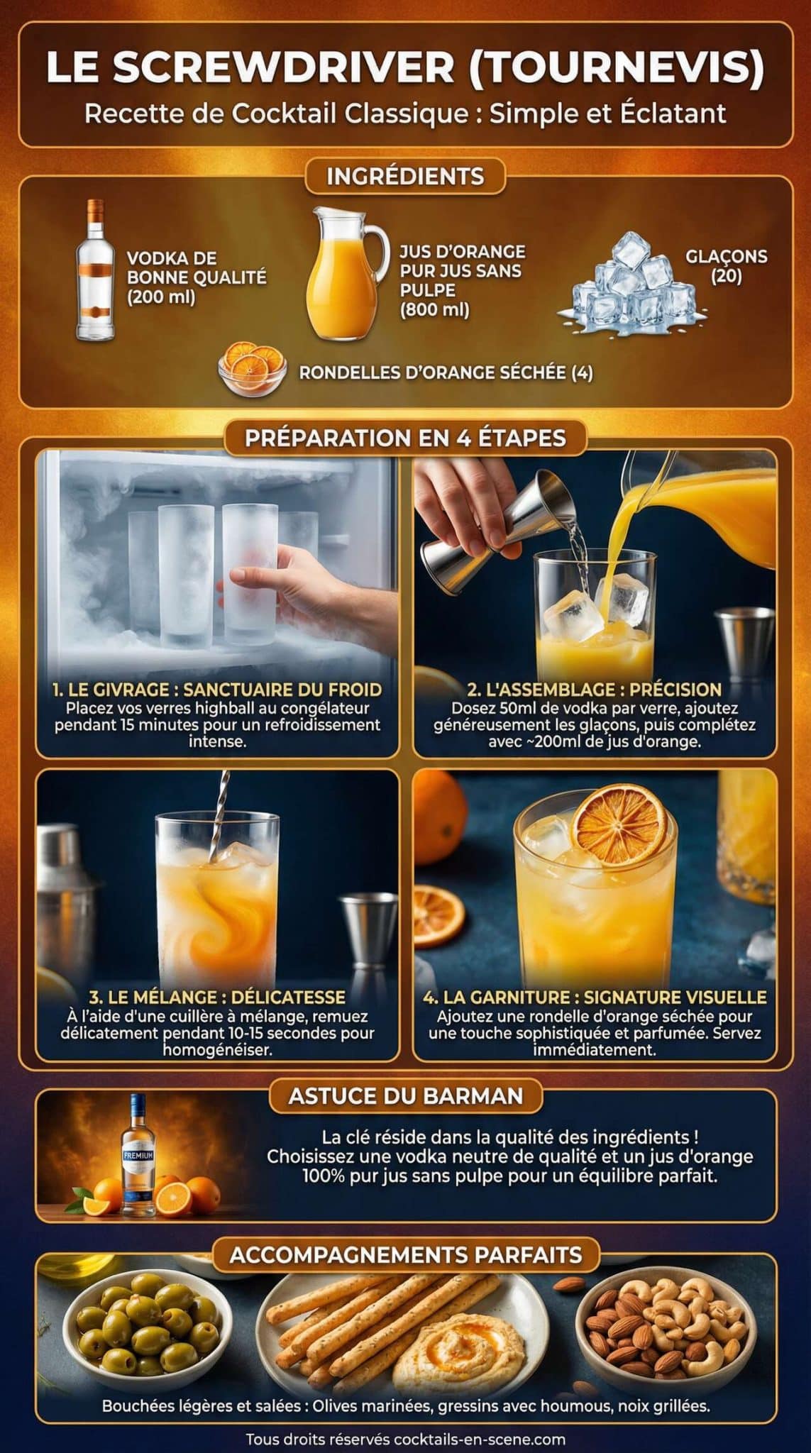 Fiche recette Recette de cocktail : le Screwdriver (Tournevis)