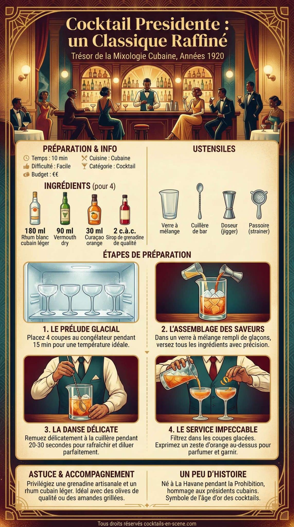 Fiche recette Recette du Cocktail Presidente : un Classique Raffiné Fiche recette Recette du Cocktail Presidente : un Classique Raffiné