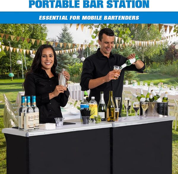 GoPong Ensemble de Table de Bar Double Portable– Station de Barman Mobile pour événements – Comprend Un étui de Transport
