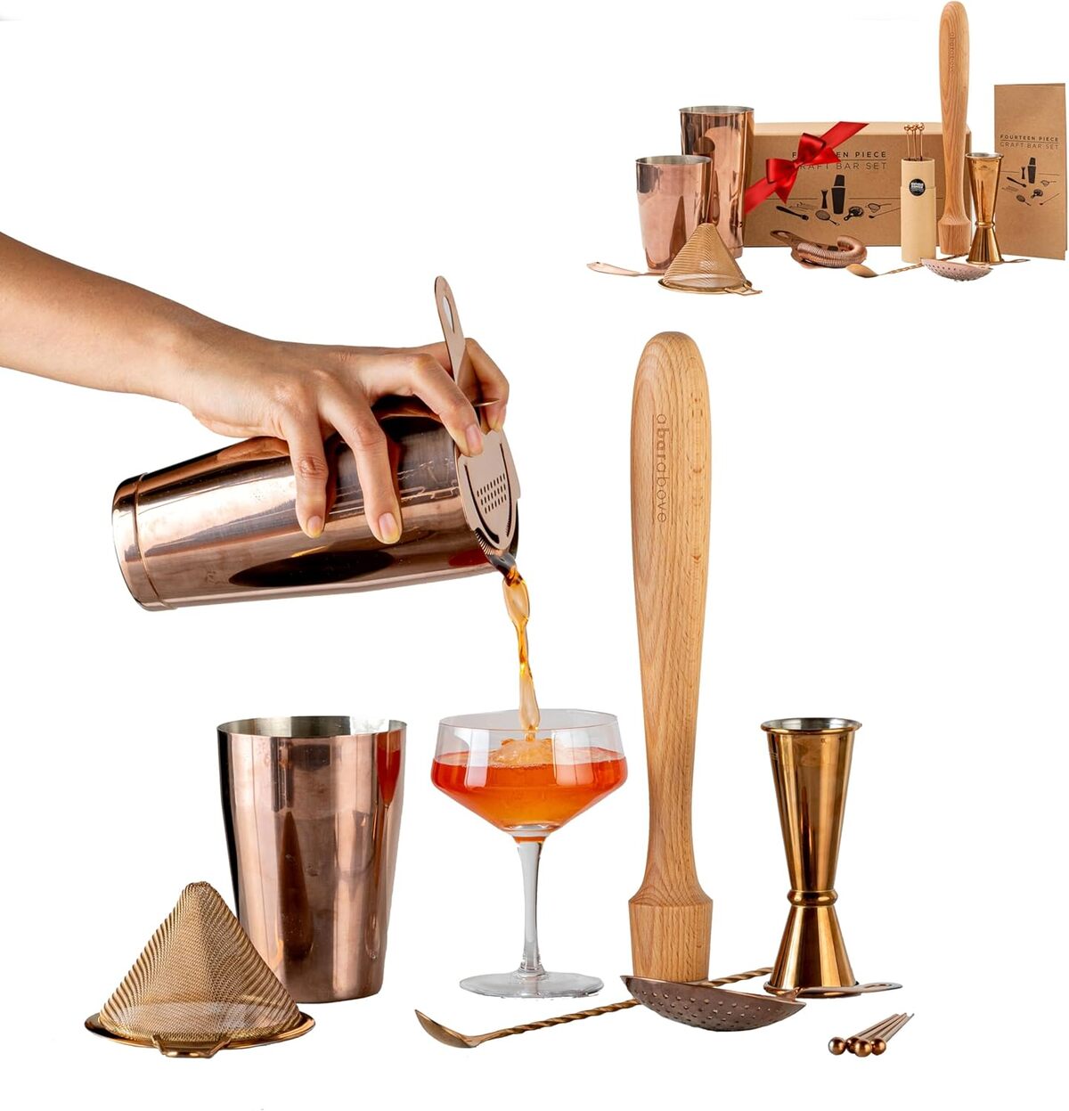 Test du kit de barman A Bar Above en cuivre antique : 14 accessoires essentiels