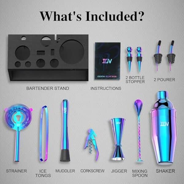 Découvrez le kit de barman IOV : un ensemble shaker à cocktail 12 pièces essentiel pour des cocktails parfaits à domicile. Ideal pour les amateurs et professionnels du bar.