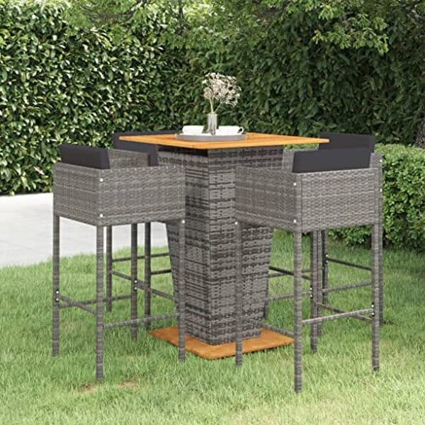 Découvrez l'ensemble de bar de jardin vidaXL : une solution moderne et durable en résine tressée grise idéale pour embellir votre extérieur et savourer des moments conviviaux en plein air.