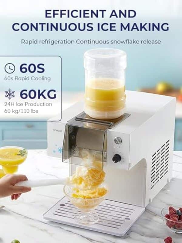 Découvrez la machine à glace pilée Fohere capable de produire 50 kg de glace en 24h. Performances, rapidité et efficacité au rendez-vous pour vos besoins en glace élégante et rapide.