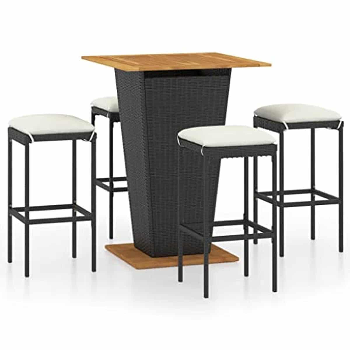 Test de l'ensemble bar de jardin vidaXL 5 pcs en résine tressée noire