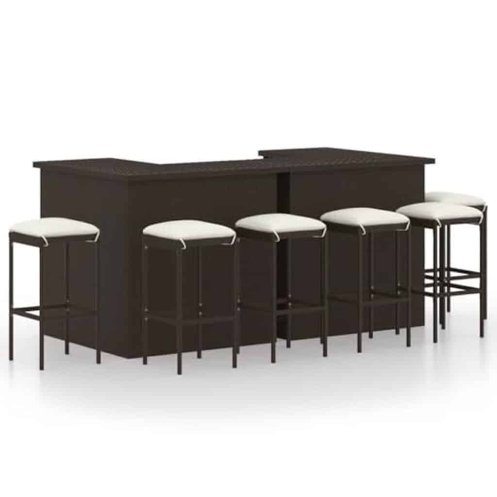 Test du meuble de bar jardin vidaXL : ensemble 8 pcs en résine tressée marron