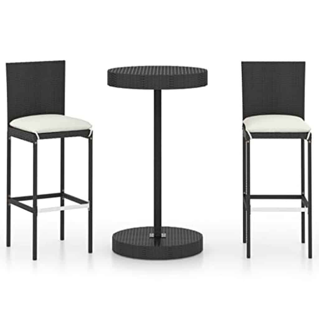 Test : ensemble de bar vidaXL 3 pcs en résine tressée noire