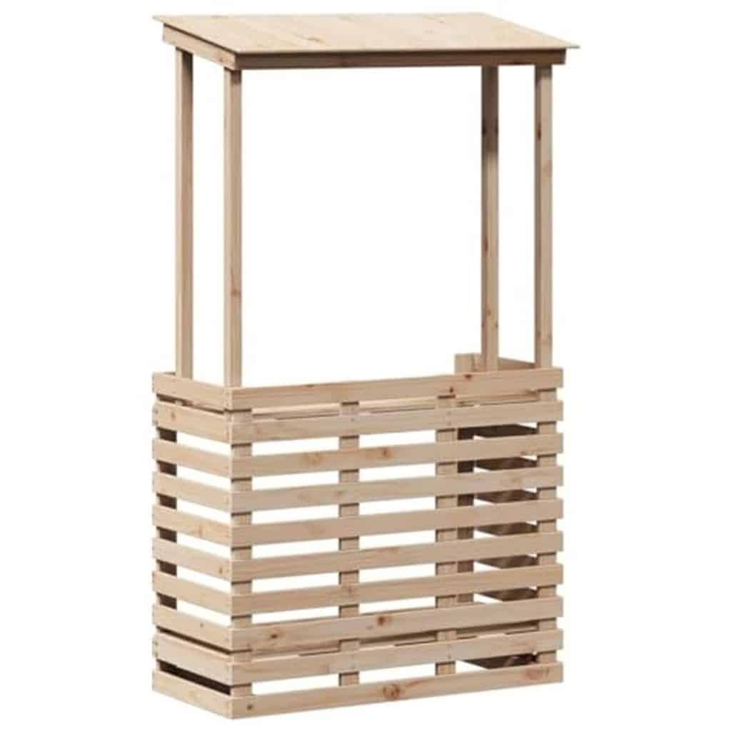 Test vidaXL table de bar extérieur en bois massif : style et rangement pour jardin