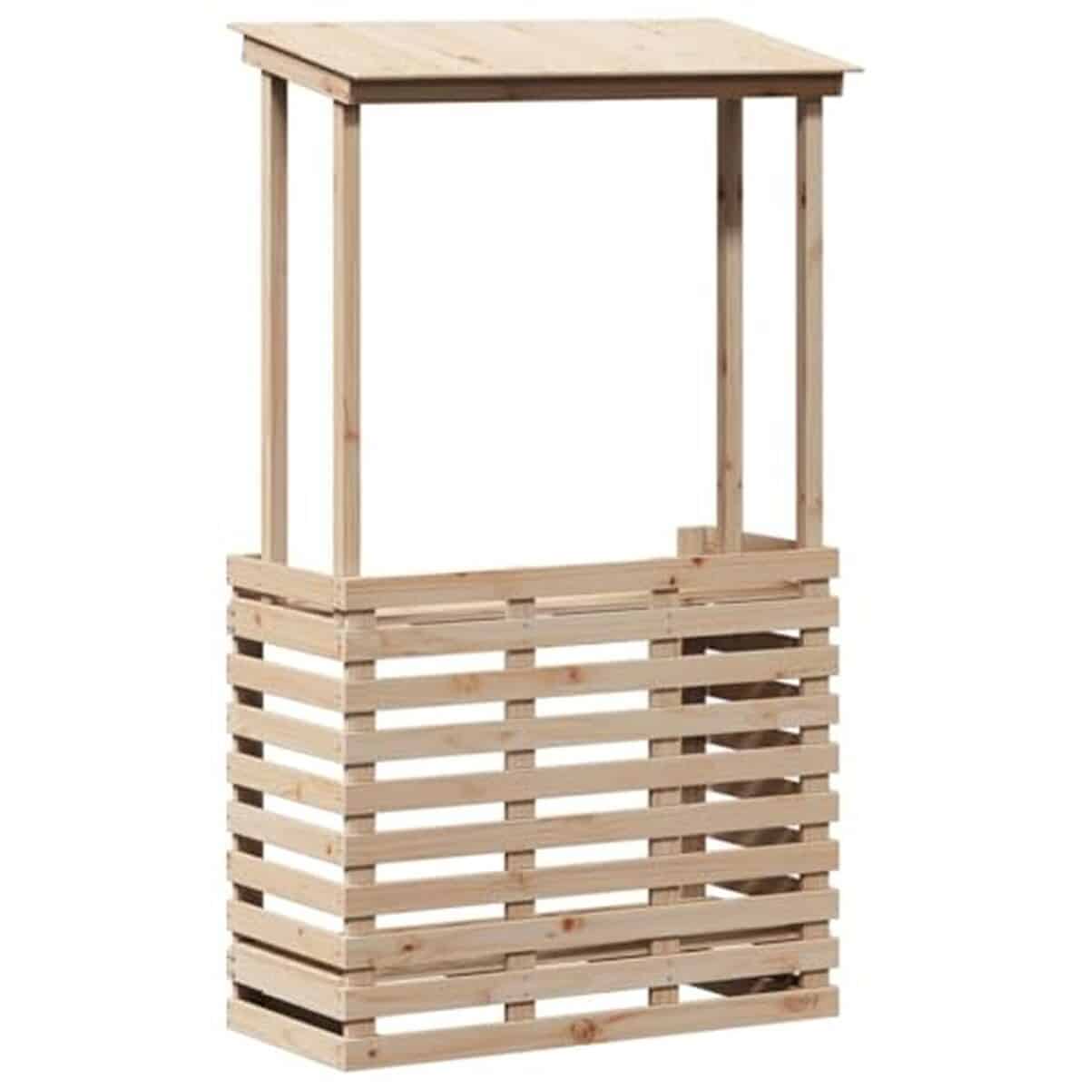 Test vidaXL table de bar extérieur en bois massif : style et rangement pour jardin