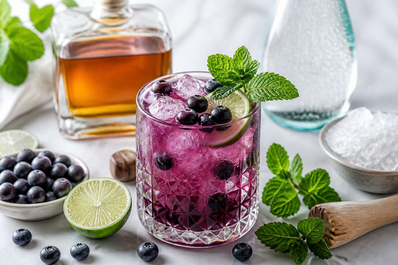Recette du blueberry rum smash : le cocktail fruité au rhum et aux myrtilles