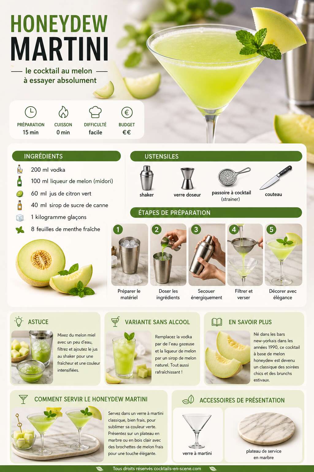 Fiche recette Recette du Honeydew Martini : le cocktail au melon &agrave; essayer absolument