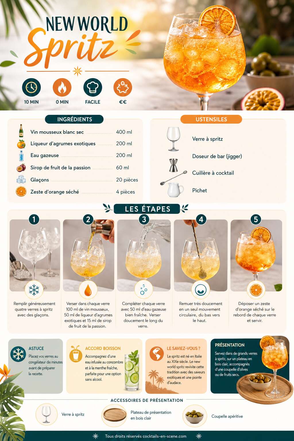 Fiche recette Recette du New World Spritz : le cocktail frais et p&eacute;tillant &agrave; essayer