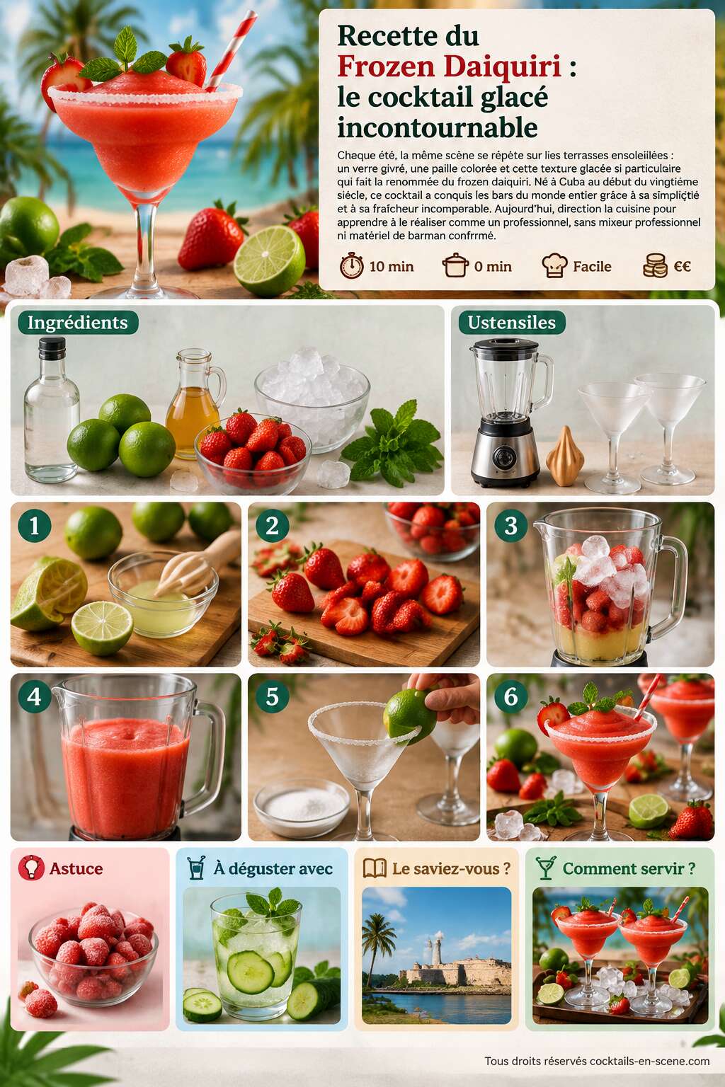 Fiche recette Recette du Frozen Daiquiri : le cocktail glacé incontournable Fiche recette Recette du Frozen Daiquiri : le cocktail glacé incontournable