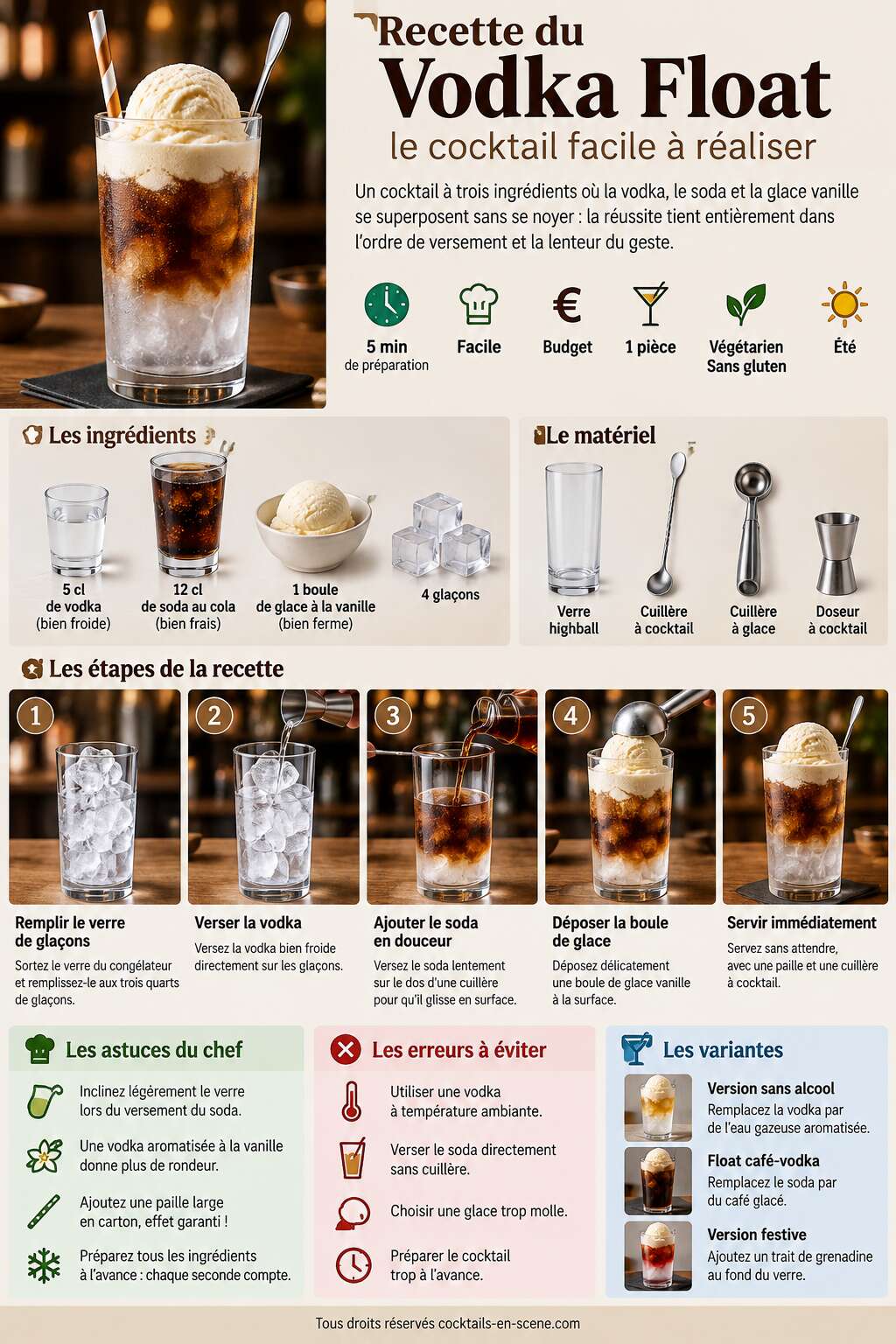 Fiche recette Recette du Vodka Float : le cocktail facile à réaliser Fiche recette Recette du Vodka Float : le cocktail facile à réaliser