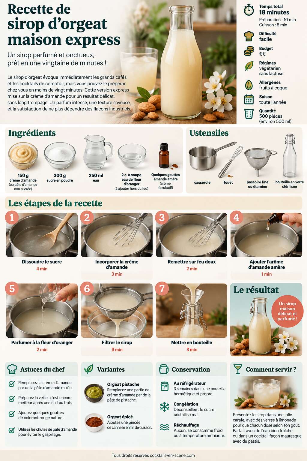 Fiche recette Recette de sirop d'orgeat maison express Fiche recette Recette de sirop d'orgeat maison express