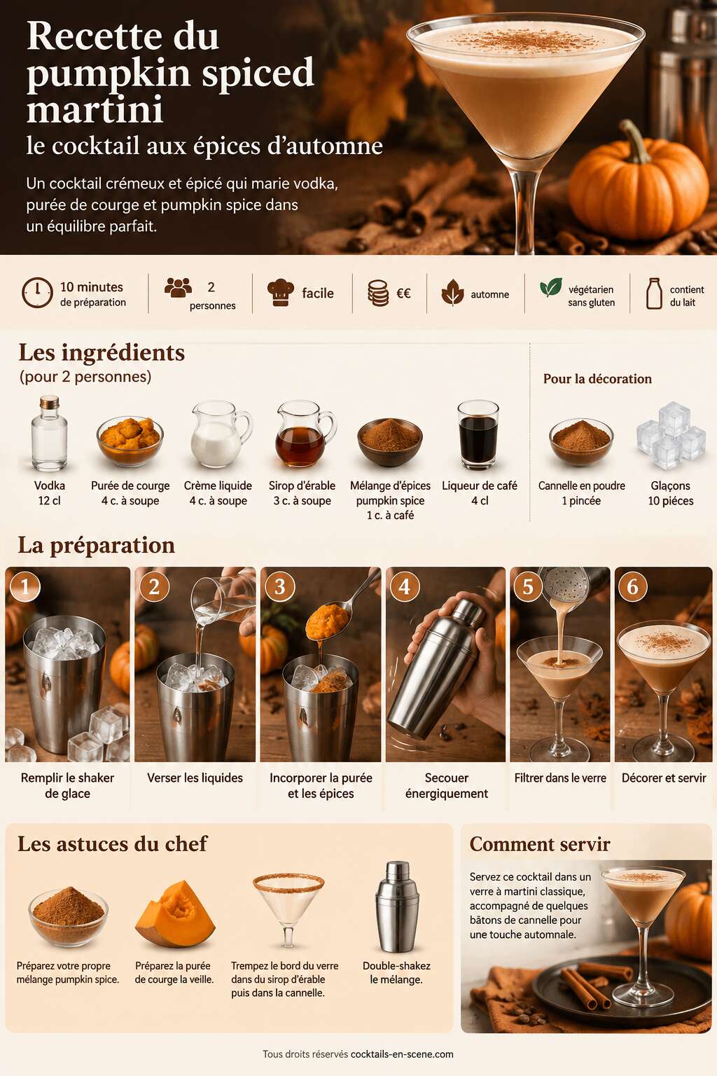 Fiche recette Recette du pumpkin spiced martini : le cocktail aux &eacute;pices d'automne