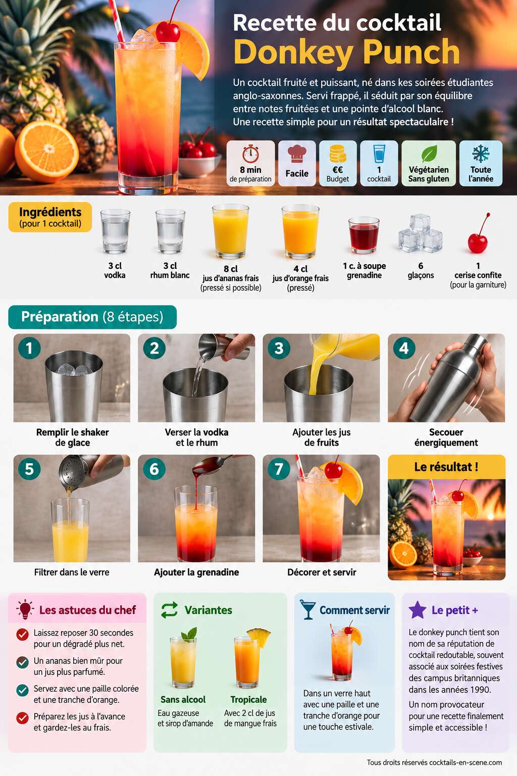 Fiche recette Recette du cocktail Donkey Punch Fiche recette Recette du cocktail Donkey Punch