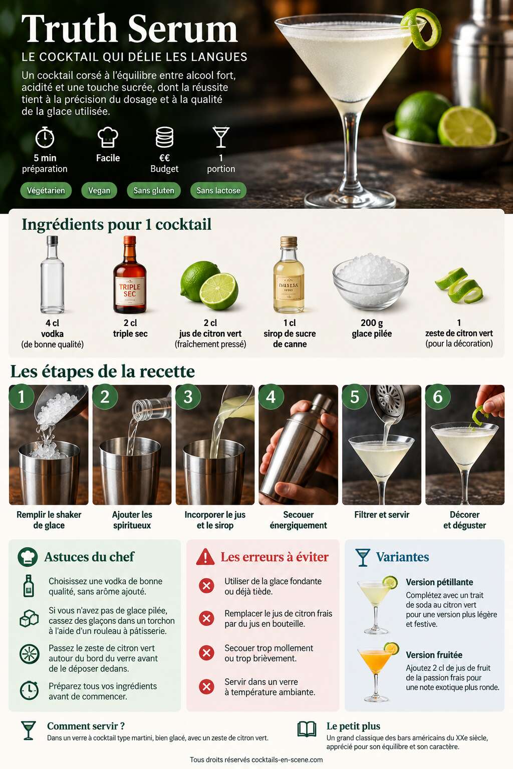 Fiche recette Recette du cocktail Truth Serum