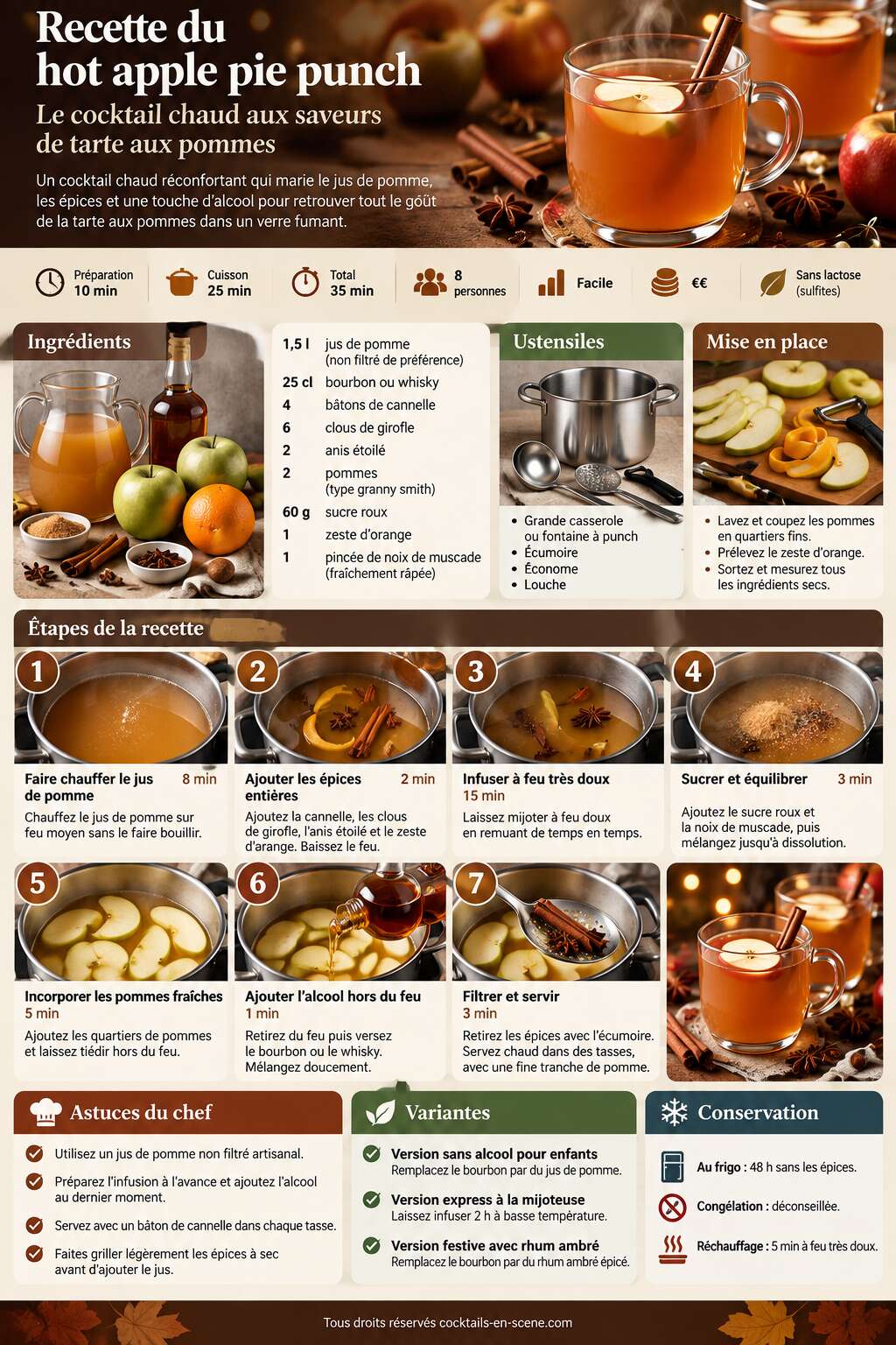 Fiche recette Recette du hot apple pie punch : le cocktail chaud aux saveurs de tarte aux pommes Fiche recette Recette du hot apple pie punch : le cocktail chaud aux saveurs de tarte aux pommes