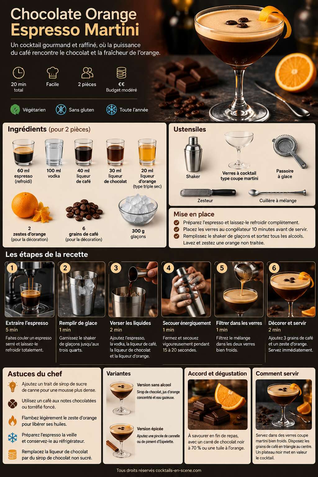 Fiche recette Recette du cocktail chocolate orange espresso martini Fiche recette Recette du cocktail chocolate orange espresso martini