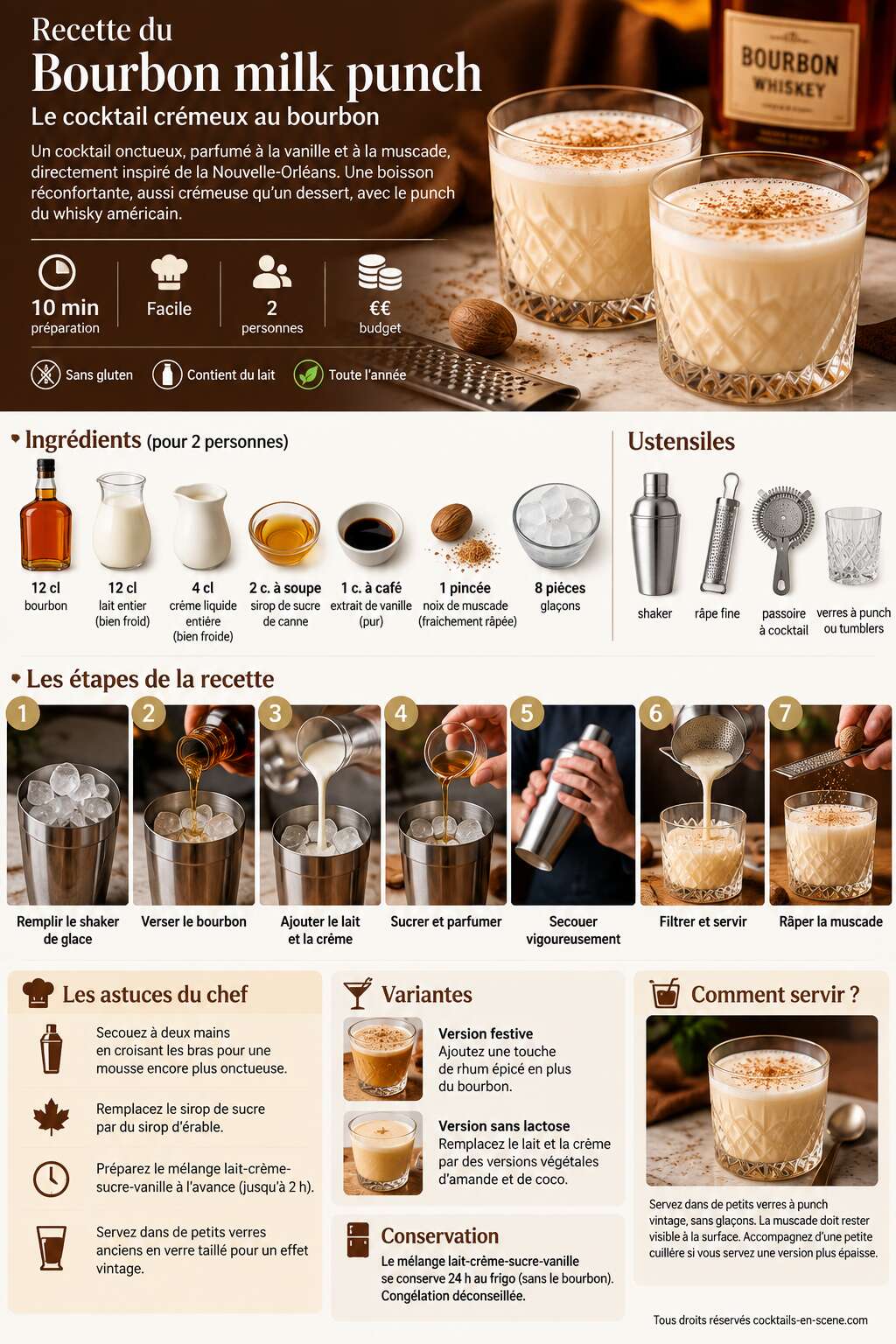 Fiche recette Recette du Bourbon milk punch : le cocktail cr&eacute;meux au bourbon