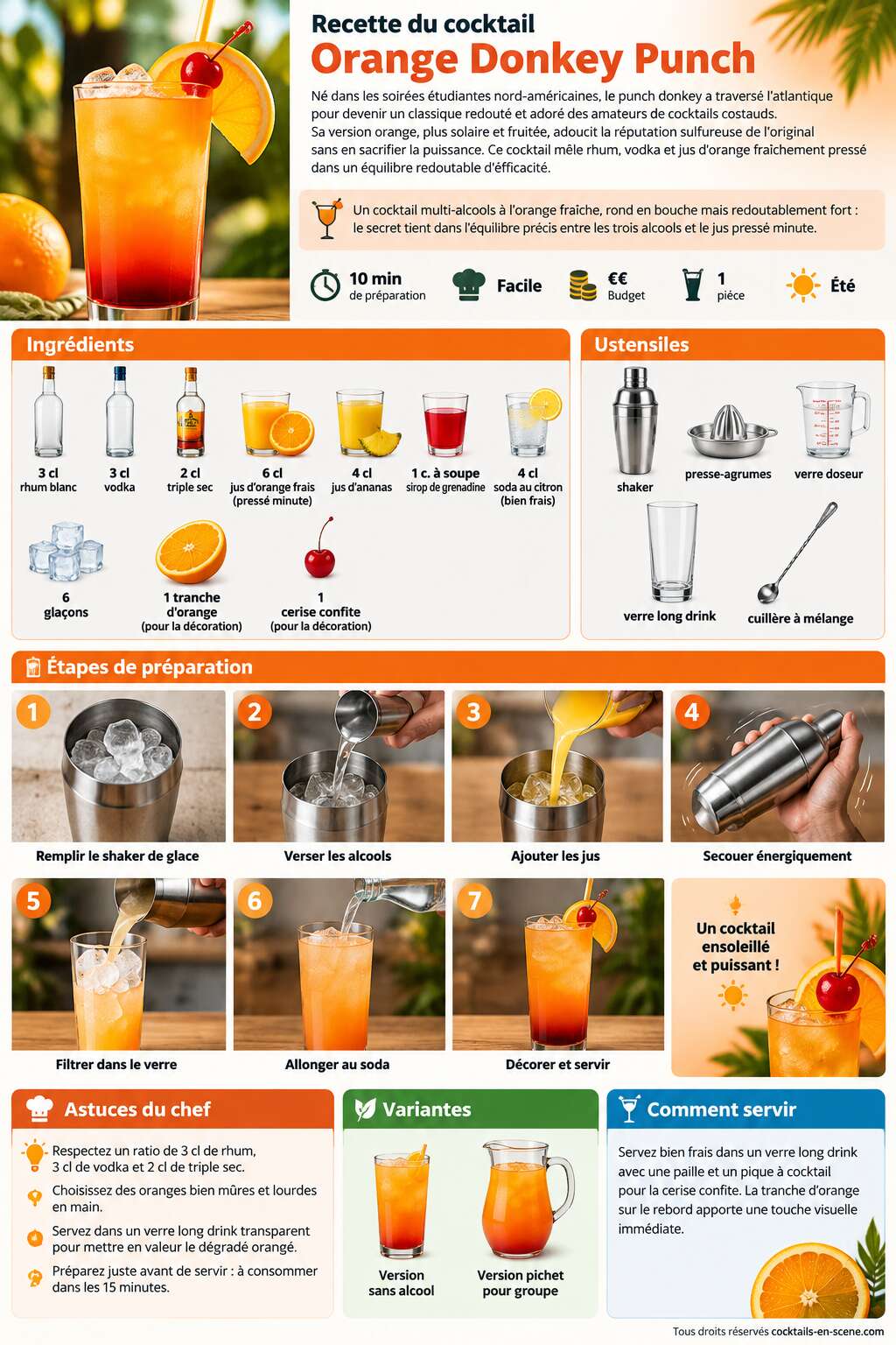 Fiche recette Recette du cocktail Orange Donkey Punch