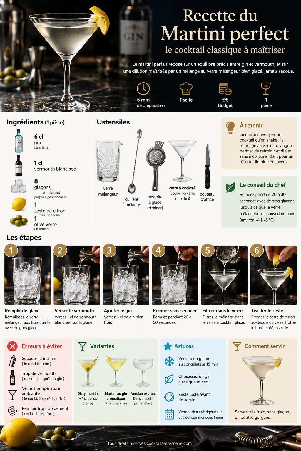 Fiche recette Recette du Martini perfect : le cocktail classique à maîtriser Fiche recette Recette du Martini perfect : le cocktail classique à maîtriser