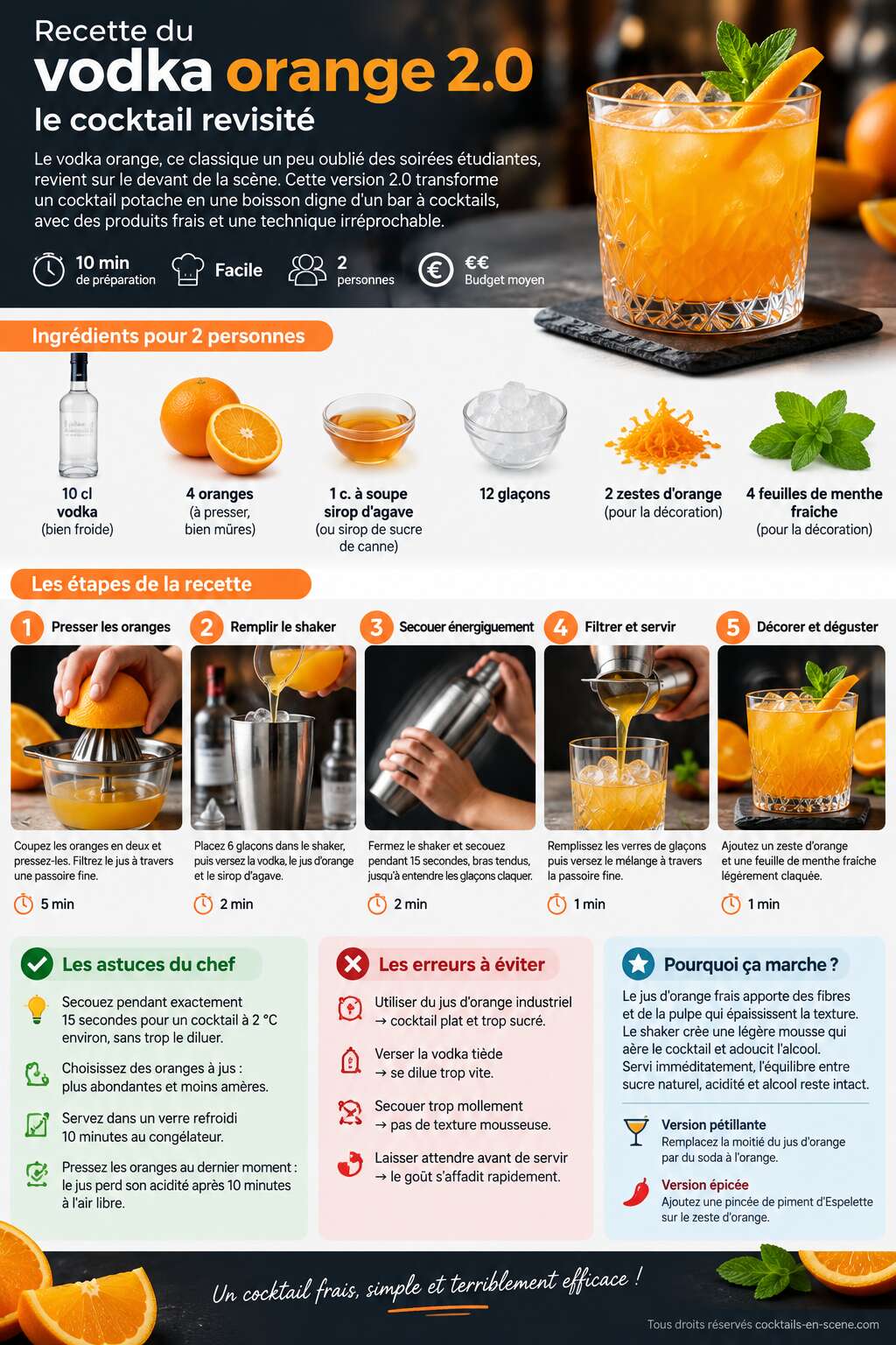 Fiche recette Recette du vodka orange 2.0 : le cocktail revisit&eacute;
