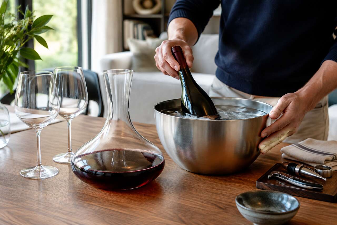 Gestes pratiques : refroidir ou réchauffer un vin sans le brusquer Gestes pratiques : refroidir ou réchauffer un vin sans le brusquer